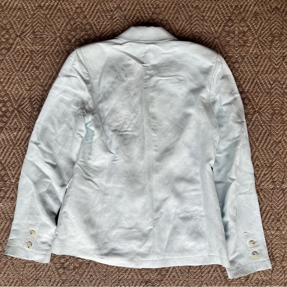 NWOT Paige Denim‎ Women's Light Blue Linen Dawson Double-Breasted Blazer Jacket - Picture 11 of 11